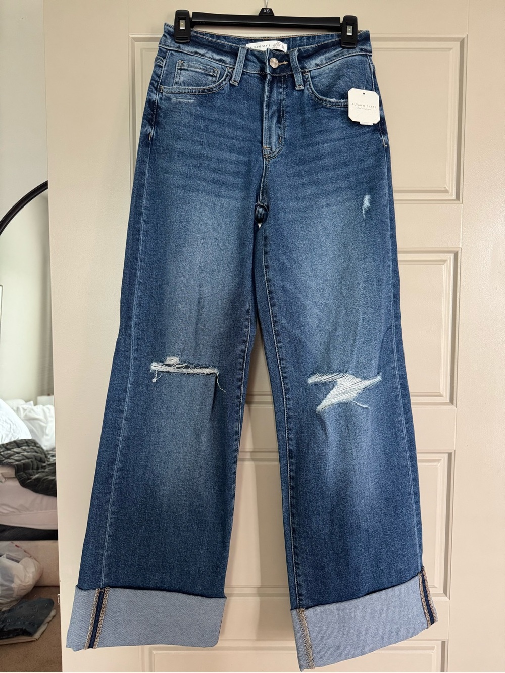Altar’d State Women's Wide Leg Distressed Jeans